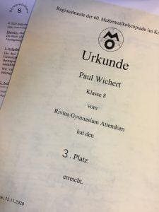 Eine etwas andere Mathematik-Olympiade 2020 1 img 0378jpg urkunde paul